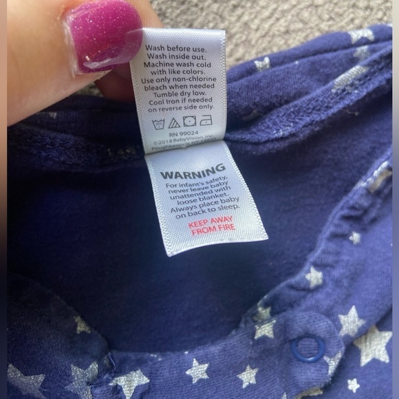 Hudson Baby sleeper sack Dark blue stars Small 0-6months - Picture 5 of 6